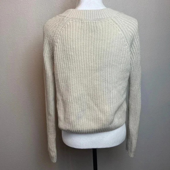 PINK Rose crewneck knit sweater with lace up detail on front upper arm area. - Picture 6 of 9